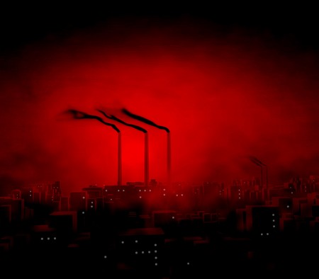 Factory in City Twilightの写真素材