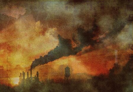 Factory smoke rise into the airの写真素材