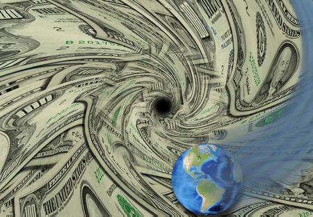 Global Economy swirls down drainの写真素材