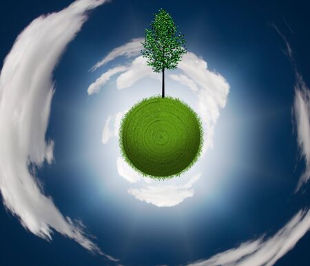 Tree on Green Grass Globeの写真素材