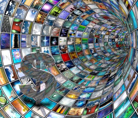 Dollar Symbol in TV Tunnelの写真素材