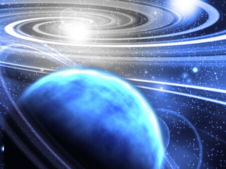 Space with ringed planet                