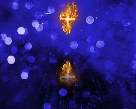 Cross in flamesの写真素材