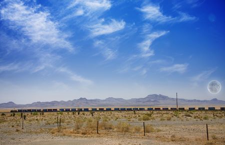 Desert Panorama with Trainの写真素材