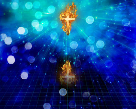 Cross in flamesの写真素材