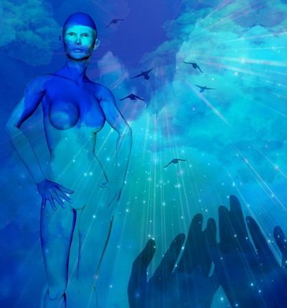 Hands and Skyの写真素材