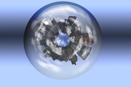 City Enclosed in glass sphere