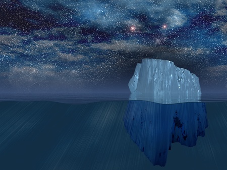Iceberg at nightの写真素材