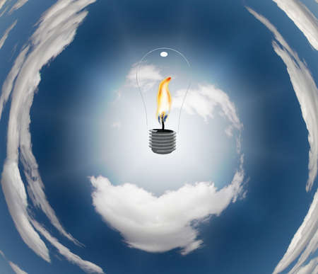 Light Bulb with Flameの写真素材