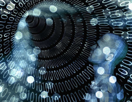 Binary Abstract with Figureの写真素材