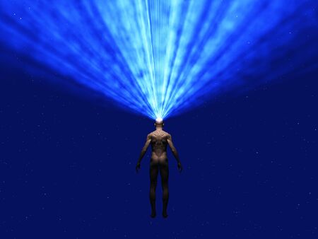 man radiates light from headの写真素材