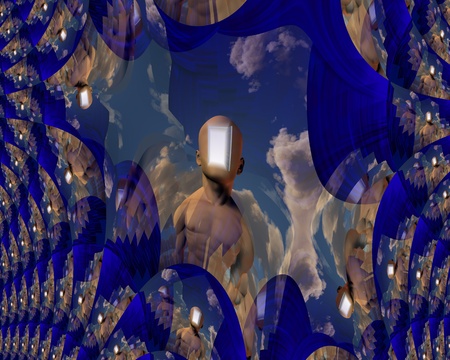 Open door in head psychedelicの写真素材