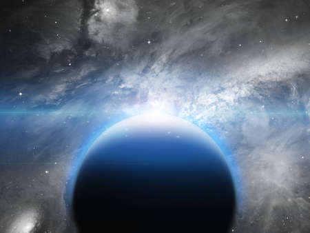 Planet with nebulos filaments
