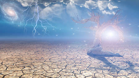 Delightful desert scene with lightの写真素材