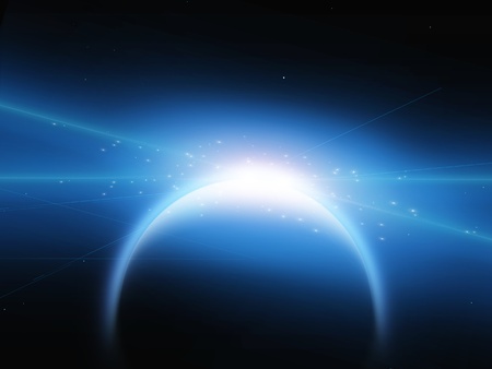 Planet with nebulos filamentsの写真素材
