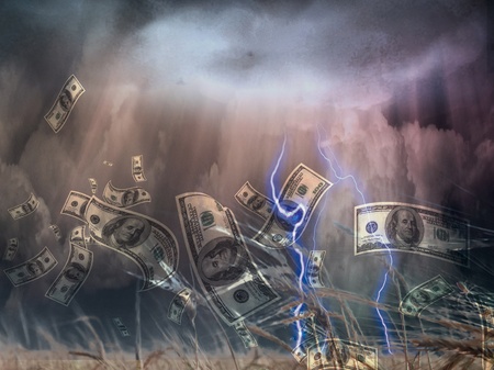 Violent storm and US Currency の写真素材