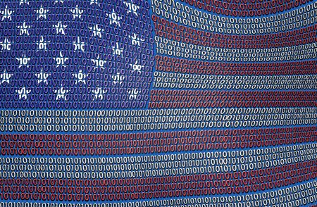 USA Flag of Binary Code