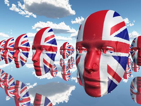 Faces with UK Flag floatの写真素材