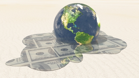 Earth melts revealing dollars Elements in this image furnished by NASA