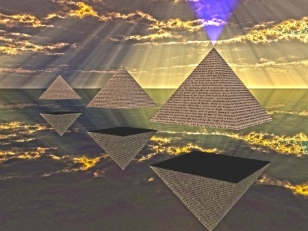 Triad of floating Pyramids の写真素材