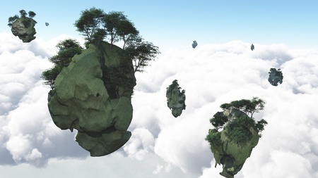 Islands float above the cloudsの写真素材