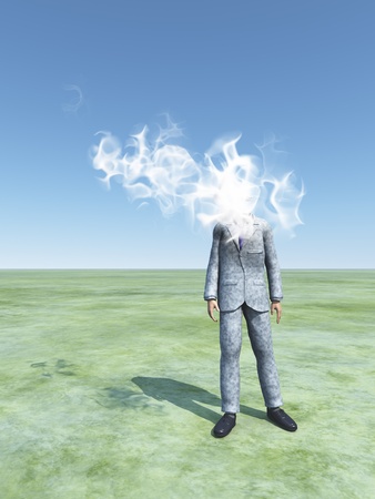 Man with cloud for headの写真素材