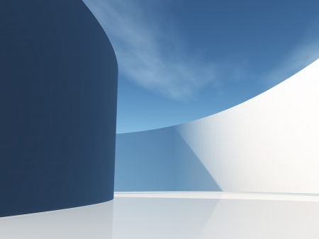 Circular hallway with skyの写真素材