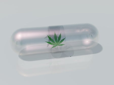 Marijuana leaf in capsule