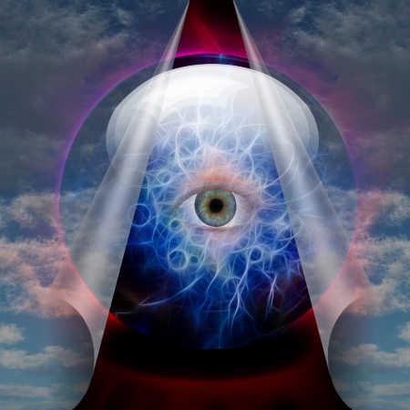 Crystal Ball reveals eyeの写真素材