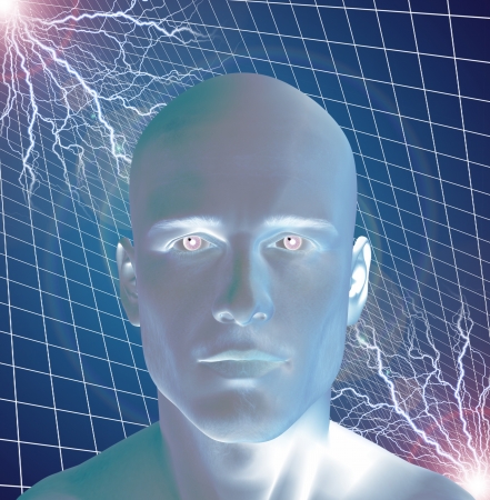 Man surreal with electrictyの写真素材