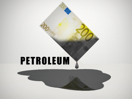 Oil Drips from 200 Euro Noteの写真素材