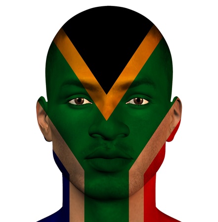 South African flag superimposed upon mans faceの写真素材