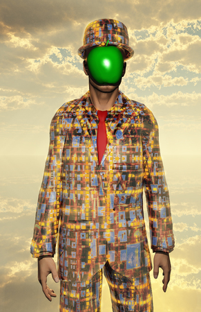Metallic man wiuth face obscureの写真素材