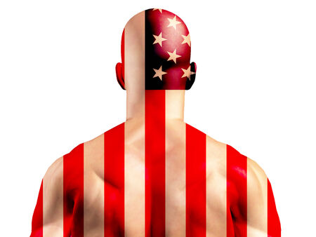 Muscular American Man Isolated on Whiteの写真素材