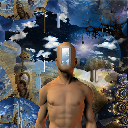 Door opened to mans mindの写真素材