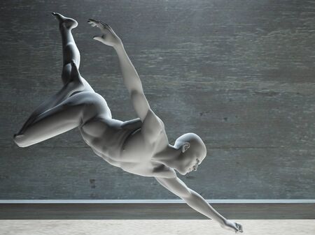 White figure reaching
