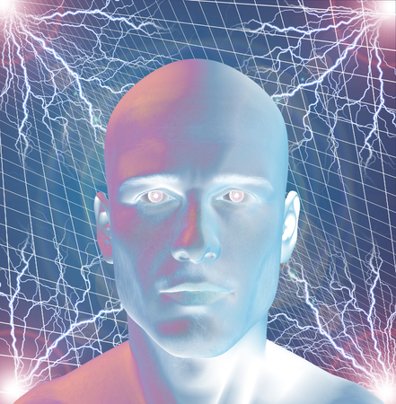 Man surreal with electricty