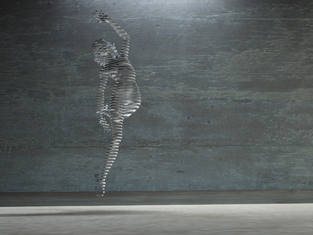 Layered woman in action pose statue whiteの写真素材