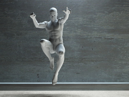 Athletic Male Figure in Whiteの写真素材