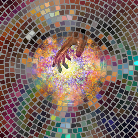 Hand of God, abstract painting. Mosaic.の写真素材
