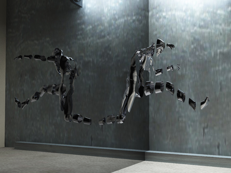 3D render. Men's figure made of metal.の写真素材