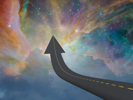 Highway to space in arrow shapeの写真素材