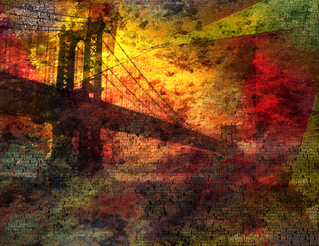 Surreal painting. Manhattan bridge.の写真素材