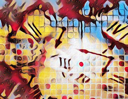 Abstract canvas. Roman numbers and clock hands.
