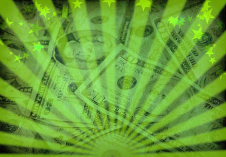 Dollars. Rays and stars background.の写真素材
