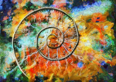 Surreal painting. Spiral of time.の写真素材
