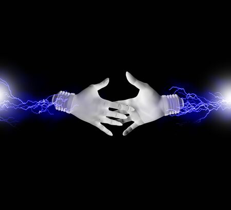 Electric hands about to shakeの写真素材