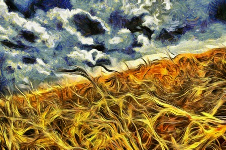 Impressionism. Painting of field of wheat.の写真素材