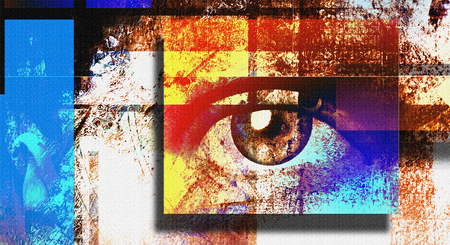 Surreal digital art. Human's eye. Mondrian style.の写真素材