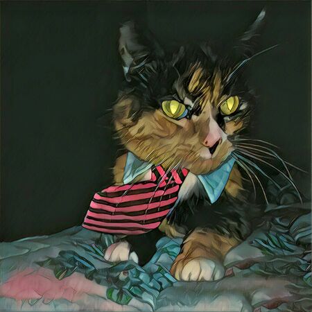 Modern art. Cat in tie.の写真素材